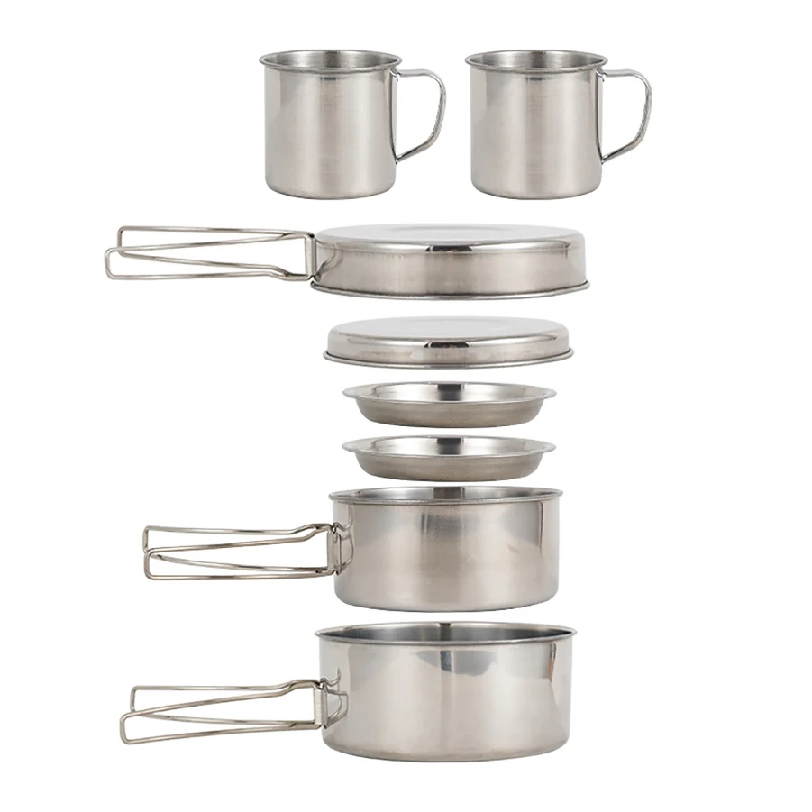 Camping Cooking Gadgets - 8pcs/Set Camping Cookware Mess Kit Stainless