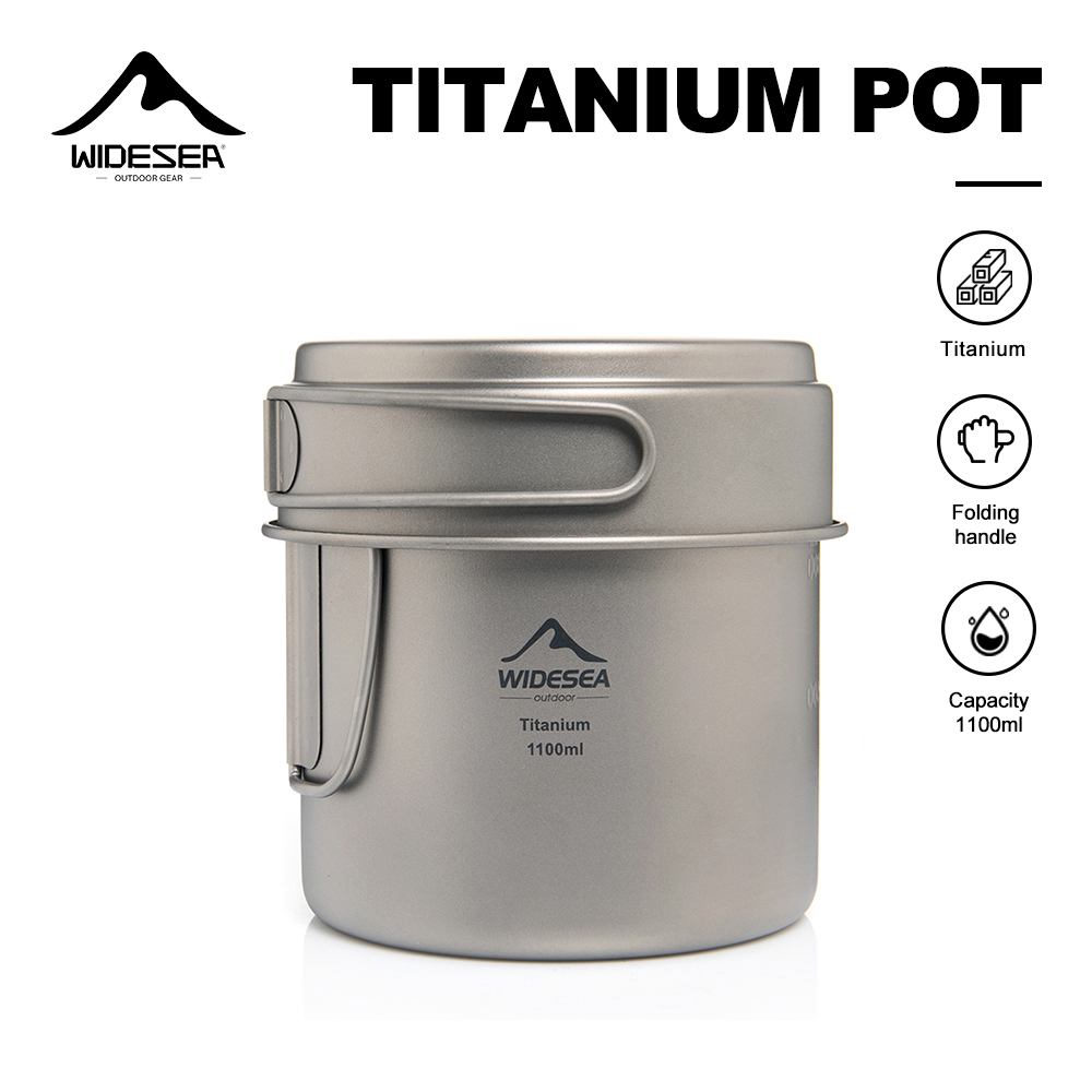 Camping Cooking Ware Set - Widesea Ultralight Titanium Camping Pot 1100ml