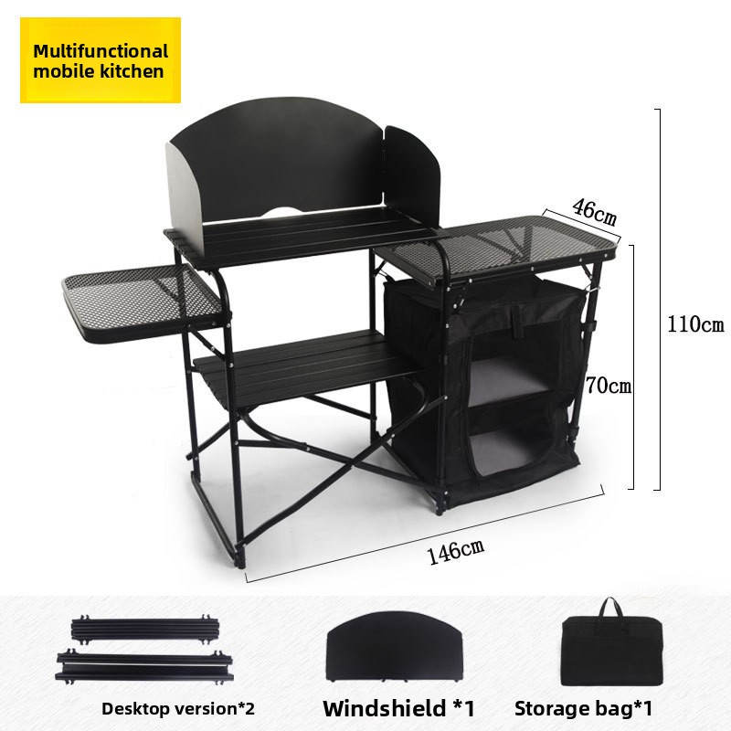 Camping Outdoor Cooking Table - Multifunctional Outdoor Mobile Kitchen Camping Folding