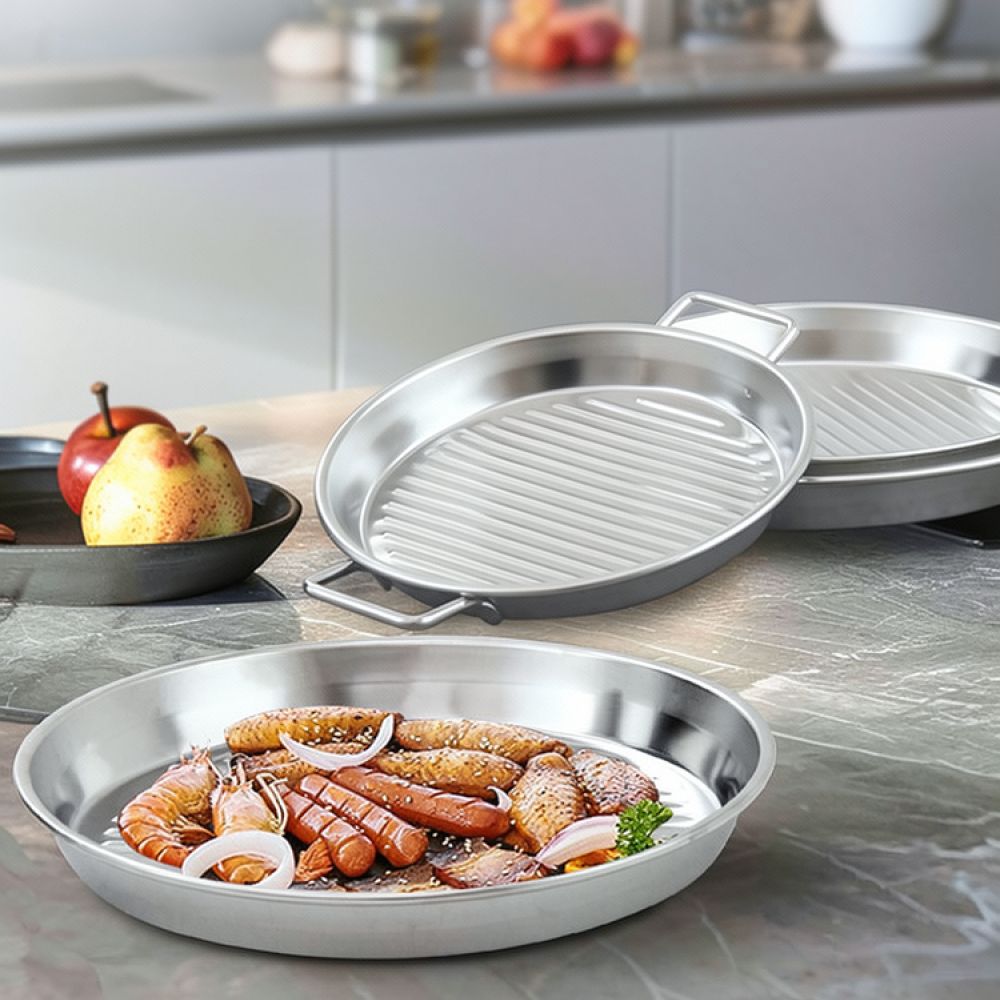 Camping Cooking Plate - Portable Stainless Steel BBQ Griddle Pan