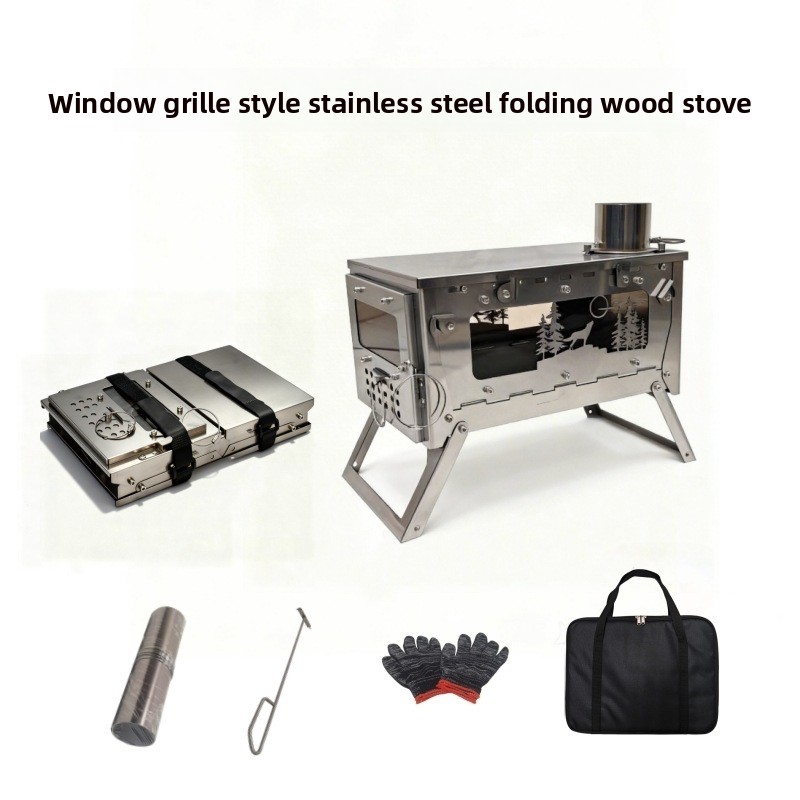 Campfire Cooking In Another World - Stainless Steel Foldable Portable Wood Stove