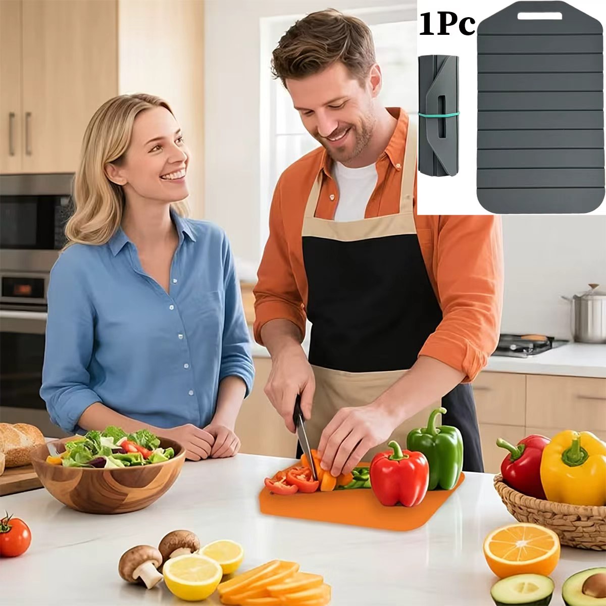 Camping Cooking Mat - 1Pc Foldable Silicone Cutting Board, Large