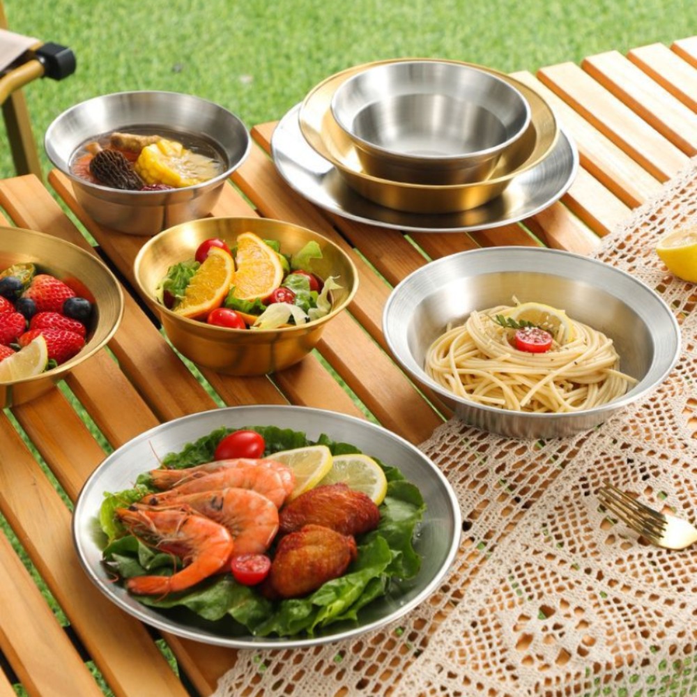 Camping Cooking Ware Set - Stainless steel cutlery set plates and