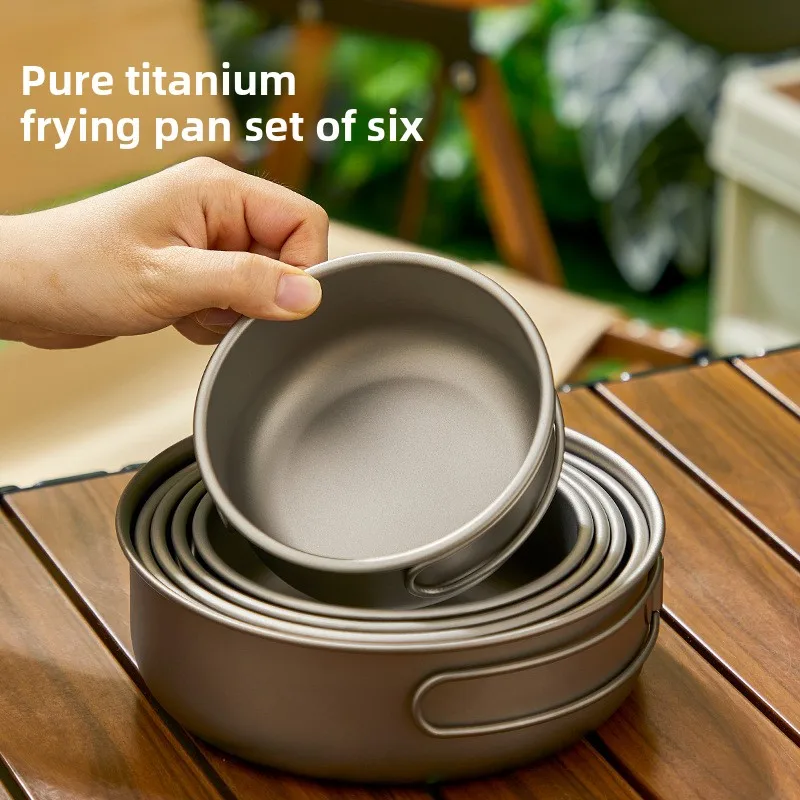 Camping Cooking Ware Set - Titanium Outdoor Pot Set Picnic Camping