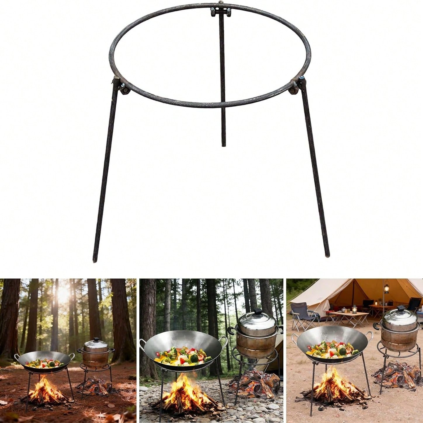 Camping Cooking Survival - Portable Outdoor Camping Tripod With Adjustable