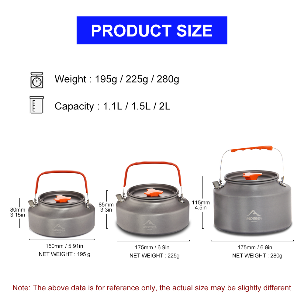 Widesea 1.1L 2L1.5L Camping Wa - огляд і ціна Camping Cooking Ware Set