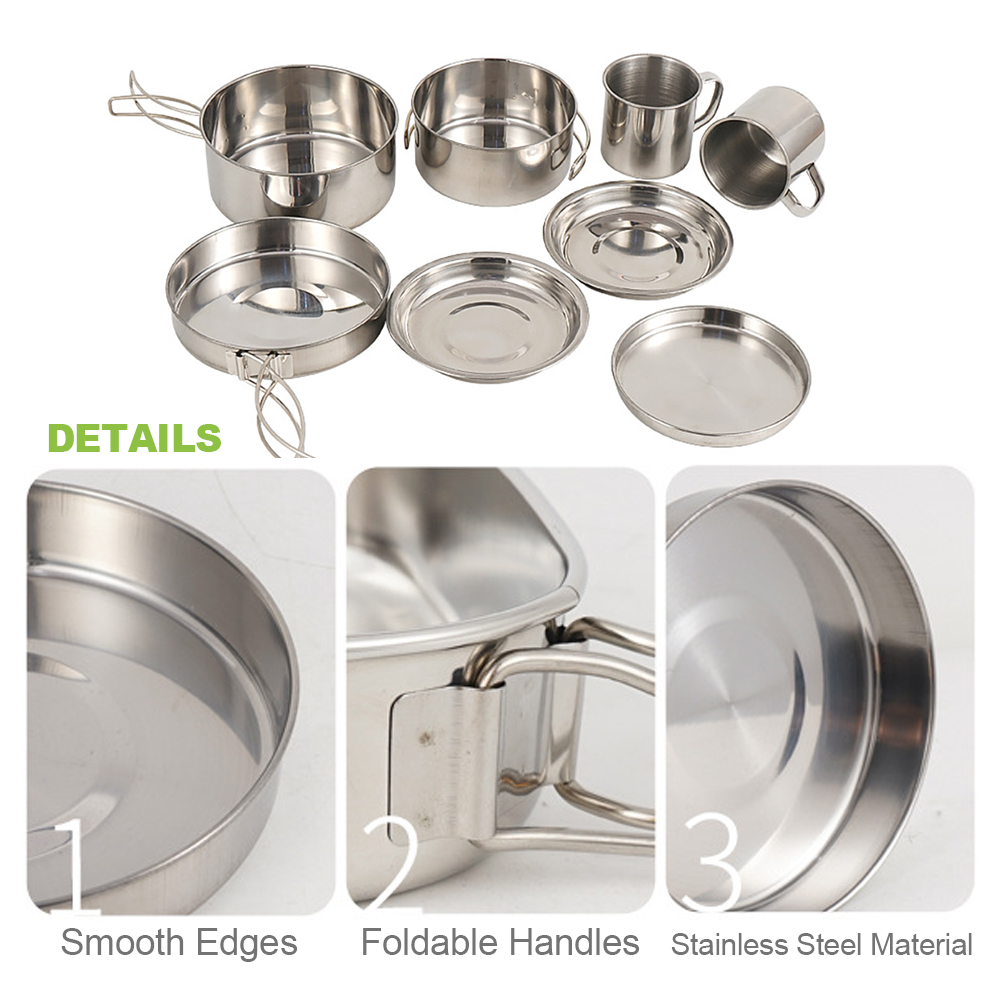 Camping Cookware Mess Kit 8PCS - огляд і ціна Camping Cooking Set Large