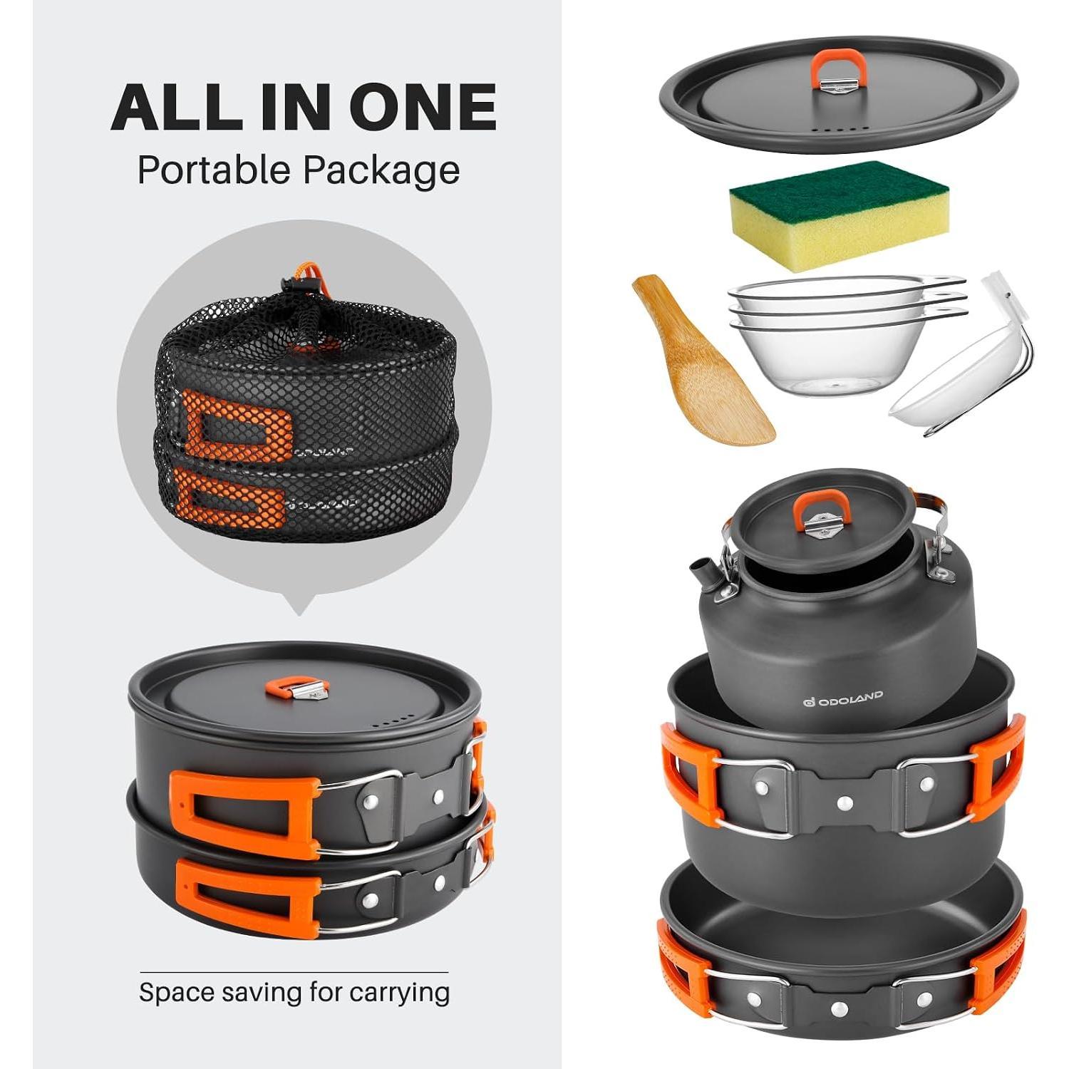 Odoland 10pcs Camping Cookware - огляд і ціна Camping Cooking Set Large