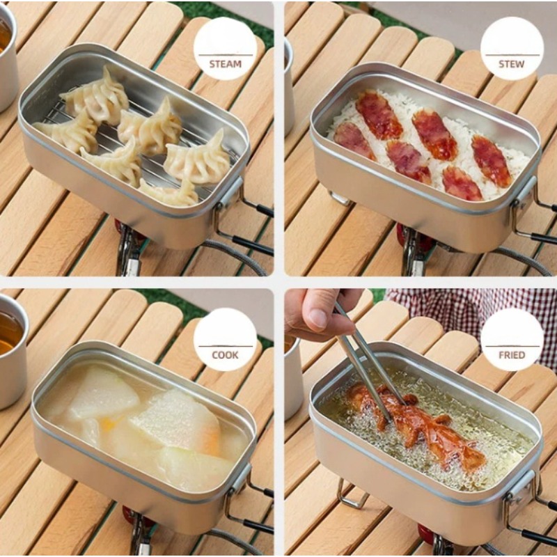 1PC Outdoor Aluminum Lunch Box - огляд і ціна Camping Cooking Rice