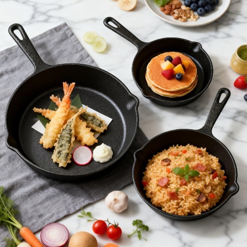 3PCS Cast Iron Skillet Set 6/8 - огляд і ціна Camping Cooking Without Gas