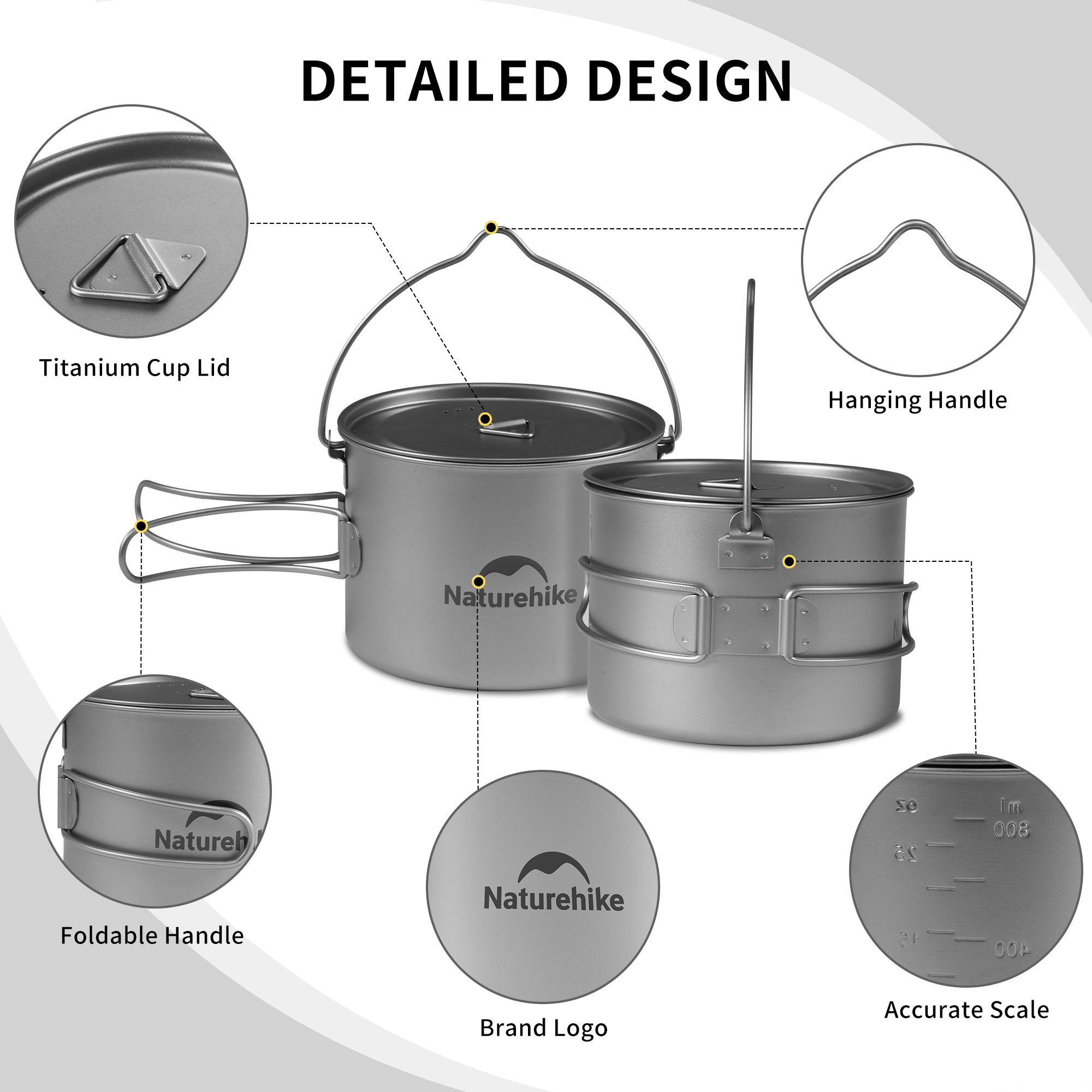 Naturehike 900ml Titanium Pot  - огляд і ціна Camping Cooking Ware Set