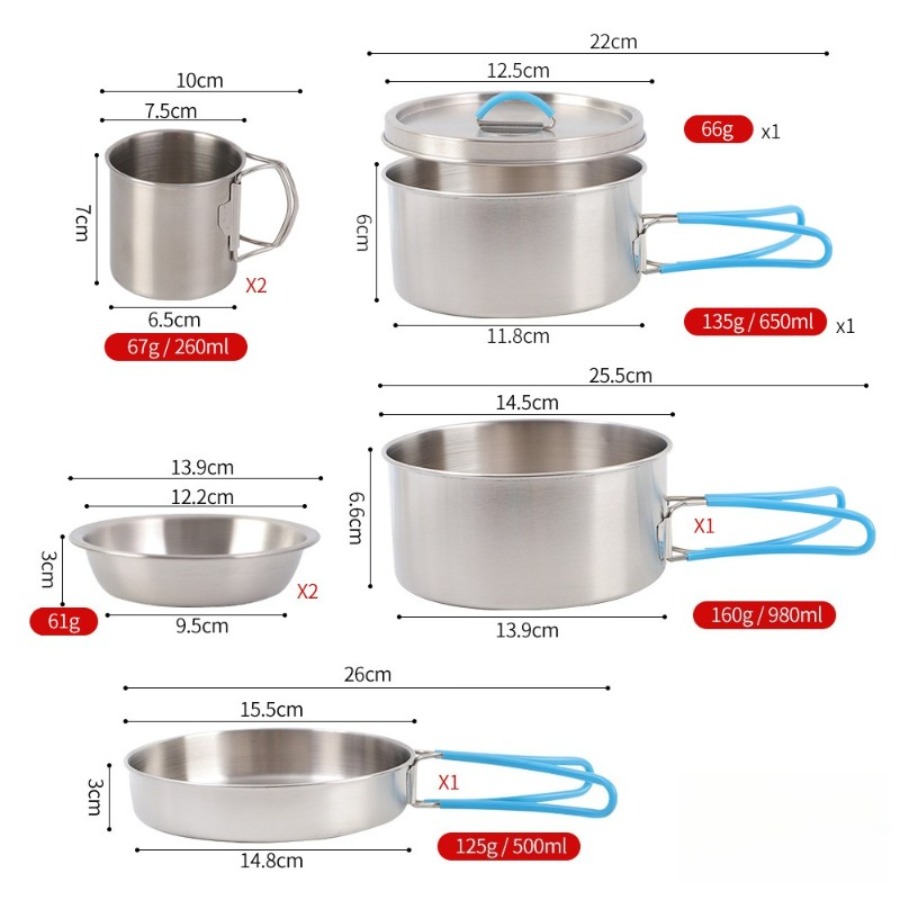 8Pcs/Set 304 Stainless Steel P - огляд і ціна Camping Cooking Ware Set