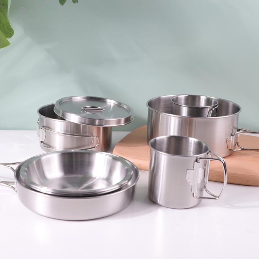 8Pcs/Set 304 Stainless Steel P - огляд і ціна Camping Cooking Ware Set